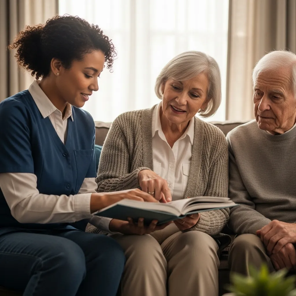 Caregiver assisting resident with daily activities